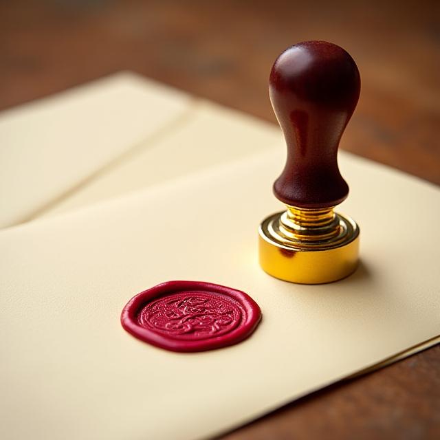 Gold wax seal stamp with ornate handle